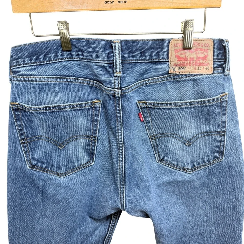 Levis 505 Regular Fit‎ Straight Leg Blue Denim Jeans Mens 33x36 Medium Wash